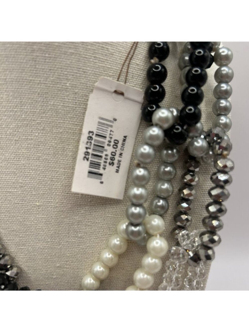 New Statement Necklace Black White Silver Faux Pearl Crystal Beads Chain Link - Picture 2 of 10